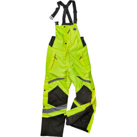 Ergodyne 25522 Ergodyne GloWear 8928 High Visibility Insulated Bib Pants, ANSI Class E, 300D, Polyester, S, Lime image.