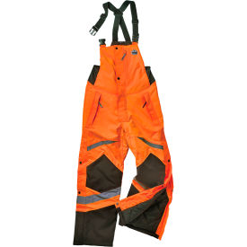 Ergodyne 25632 Ergodyne GloWear 8928 High Visibility Insulated Bib Pants, ANSI Class E, 300D, Polyester, S, Orange image.