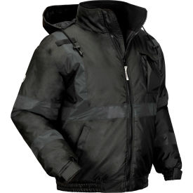 Ergodyne 25644 Ergodyne® GloWear® 8377EV Winter Bomber Jacket, Enhanced Visibility, Large, Black image.