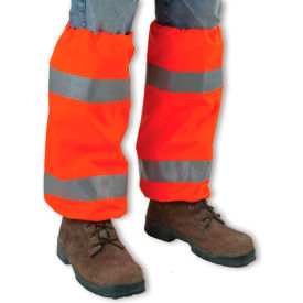 Ergodyne GloWear 8008 Hi-Vis Leg Gaiters, Orange, One Size - Pkg Qty 6
