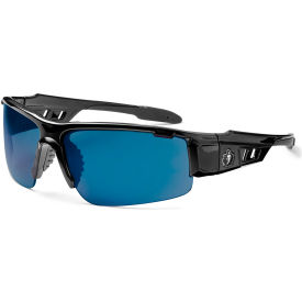 Ergodyne 52092*****##* Ergodyne® Skullerz® Dagr Safety Glasses, Blue Mirror Lens, Black Frame image.