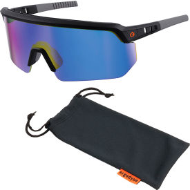 Ergodyne® Skullerz AEGIR-AFASM Half Frame Safety Glasses Blue Mirror Lens Matte Black Frame