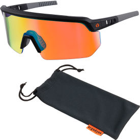 Ergodyne® Skullerz AEGIR-AFASM Half Frame Safety Glasses Orange Mirror Lens Matte Black Frame