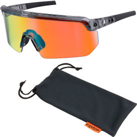 Ergodyne® Skullerz AEGIR-AFASM Half Frame Safety Glasses Orange Mirror Lens Clear Smoke Frame