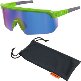 Ergodyne® Skullerz® AEGIR-AFASM Half Frame Safety Glasses Blue Mirror Lens Lime Frame