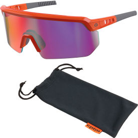 Ergodyne® Skullerz AEGIR-AFASM Half Frame Safety Glasses Purple Mirror Lens Orange Frame