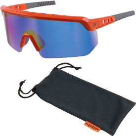 Ergodyne® Skullerz® AEGIR-AFASM Half Frame Safety Glasses Blue Mirror Lens Orange Frame