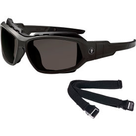 Ergodyne 56035 Ergodyne® Skullerz® LOKI-AFAS Safety Spoggles w/ Strap, Smoke Lens, Matte Black Frame image.