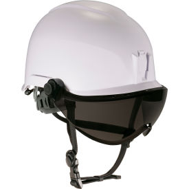 Ergodyne 60216 Ergodyne Skullerz 8974V Class E Safety Helmet with Visor Kit, Anti-Fog Smoke Lens, White image.