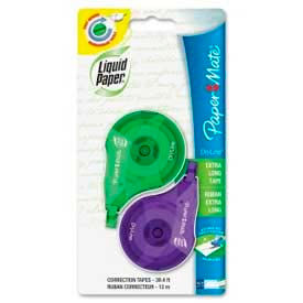Liquid Paper DryLine Correction Tape, 1/6 in x 473 in, White, 2/Pack