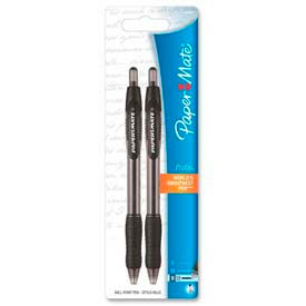 Paper Mate 89468 Paper Mate® Profile Ballpoint Retractable Pen, 1.4mm, Translucent/Black Barrel, Black Ink image.