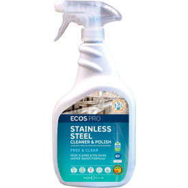 Earth Friendly Products PL9330/6 ECOS® Pro Stainless Steel Cleaner, 32 oz. Trigger Spray Bottle, 6 Bottles - PL9330/6 image.