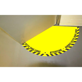 Ergomat Llc 0654-UEN DuraStripe® Half 90° Door Swing Sign, Black on Yellow, 21" x 21" image.