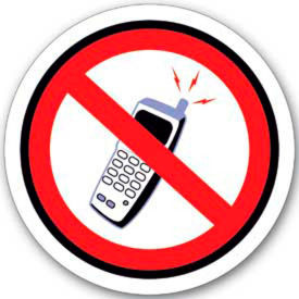 Ergomat Llc DS-SIGN 12-0205 Durastripe 12" Round Sign - No Cell Phones - No Text image.