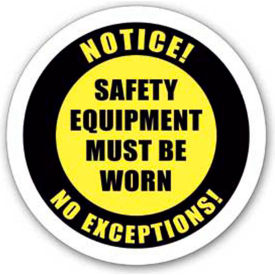 Ergomat Llc DS-SIGN 16-0176 Durastripe 16" Round Sign - Notice Safety Equipment Must Be Worn No Exceptions image.