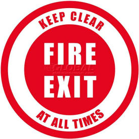 Ergomat Llc DS-SIGN 12-0235 Durastripe 12" Round Sign - Fire Exit Keep Clear At All Times image.