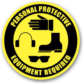 Ergomat Llc DS-SIGN 16-0170 Durastripe 16" Round Sign - Personal Protective Equipment Required image.