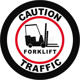 Ergomat Llc DS-SIGN 24-0226 Durastripe 24" Round Sign - Caution Forklift Traffic image.