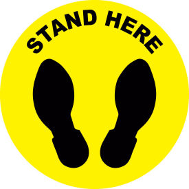 Ergomat Llc DSV-SIGN 64-SD-N Stand Here Sign, 8'' Round, Vinyl Adhesive image.