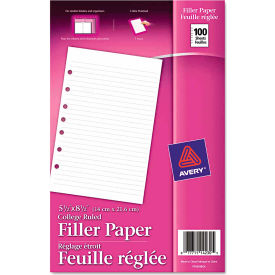 Avery Consumer Products 14230 Avery® Mini Binder Filler Paper 14230, 5-1/2" x 8-1/2", White, 100 Sheets image.