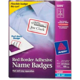 Avery Consumer Products 5095 Avery® Name Badge Labels 2-1/3" x 3-3/8" for Laser/Inkjet Printers Red 400/Pack image.