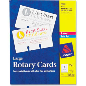 Avery Consumer Products 5386 Avery® Large Rotary Cards 5386, 3" x 5", 3 Cards/Sheet, 50 Cards/Box image.