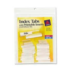 Avery Consumer Products 16221 Avery® Self-Adhesive Index Tabs with Printable Inserts, 1" Width, Clear, 25 Tabs/Pack image.