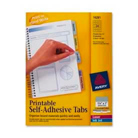 Avery® Printable Self-Adhesive Tabs 1-1/4"" Width Assorted 96 Tabs/Pack