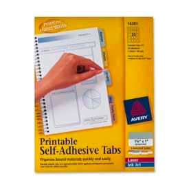 Avery® Printable Self-Adhesive Tabs 1-3/4"" Width Assorted 80 Tabs/Pack