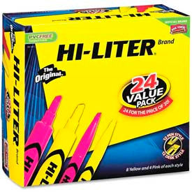 Avery Consumer Products 29862 Avery® Hi-Liter Desk Style Highlighter Value Pack, Chisel Tip, Yellow/Pink, 24/Pack image.