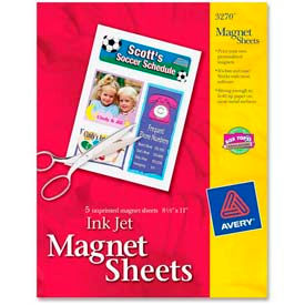 Avery Consumer Products 3270 Avery® Inkjet Magnet Sheet, 8-1/2" x 11", Matte, White, 5 Sheets/Pack image.