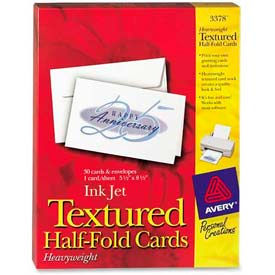 Avery Consumer Products 3378 Avery® Textured Half-Fold Greeting Card, 5-1/2" x 8-1/2", White, 30 Cards/Pack image.