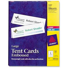 Avery Consumer Products 5309 Avery® Laser/Inkjet Tent Cards, 3-1/2" x 11", White, 50 Cards/Pack image.