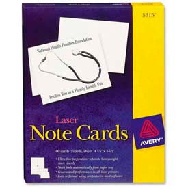 Avery Consumer Products 5315 Avery® Laser Note Cards with Envelope, 4-1/4" x 5-1/2", White, 60 Cards/Box image.