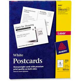 Avery Consumer Products 5689 Avery® Laser/Inkjet Post Card, 5-1/2" x 4-1/4", Matte, White, 200 Cards/Box image.