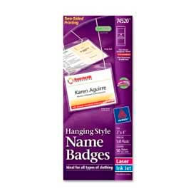 Avery® Hanging Style Name Badges 3"" x 4"" Clear 50/Box