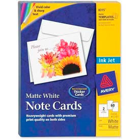 Avery Consumer Products 8315 Avery® Inkjet Matte Coated Note Card, 5-1/2" x 4-1/4", Matte, White, 60 Cards/Box image.