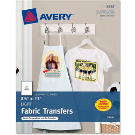 Avery Consumer Products 8938 Avery® Light T-Shirt Transfer, 8-1/2" x 11", Matte, White, 18 Sheets/Pack image.