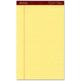 Esselte Pendaflex Corp. 20030 Esselte® Gold Fibre Pad, 8-1/2" x 14", Wide Ruled, Canary, 50 Sheets/Pad, 12 Pads/Pack image.