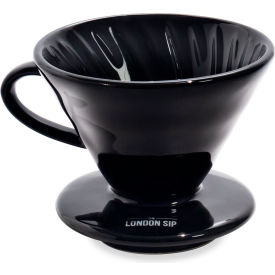 Escali Corp. CD2-B London Sip Coffee Dripper, 1-4 Cups, Ceramic, Black image.