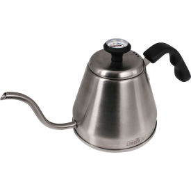 Escali Corp. K1200S London Sip Goose Neck Kettle w/ Beverage Thermometer, 1.2 L, Stainless Steel, Silver image.