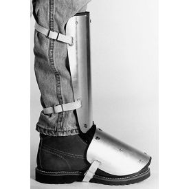 Ellwood Safety Appliance Co, Inc. 323-L Ellwood Safety Shin-Instep Guards, Web Straps, Aluminum Alloy, 14"L x 5"W, 1 Pair image.