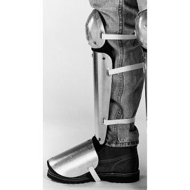 Ellwood Safety Appliance Co, Inc. 333-L Ellwood Safety Knee-Shin-Instep Guards, Web Straps, Aluminum Alloy, 14"L x 5"W, 1 Pair image.