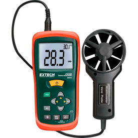 Flir Commercial Systems, Inc AN100 Extech AN100 CFM/CMM Mini Thermo-Anemometer, Green/Orange, 1.3"W image.
