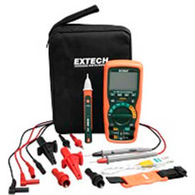 Flir Commercial Systems, Inc EX505-K Extech EX505-K Heavy Duty Industrial MultiMeter Kit, Orange/Green, Case Included, AC Capable image.