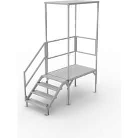 Ez-Access FORC2742 EZ-ACCESS FORTRESS OSHA Stair System 27.5"-42.5"H Adj. with Canopy, 40-1/2"W x 99"L Fully Assembled image.