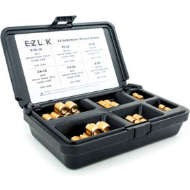 E-Z Lok EZ-A400 E-Z Knife™ Threaded Insert Assortment Kit for Hard Wood - Brass - 6-32 to 3/8-16 - EZ-A400 image.