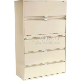 Global Industries Inc 9336P-5F-1HDPT Global™ 9300 Series 36"W 5 Drawer Binder Lateral File - Putty image.