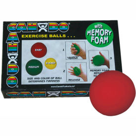Fabrication Enterprises Inc 10-0777 CanDo® Memory Foam Squeeze Ball, 3" Diameter, Red, Easy image.