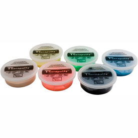 Fabrication Enterprises Inc 10-1483 TheraPutty® Exercise Putty Set (6 Pieces), 6 Ounce (Tan, Yellow, Red, Green, Blue, Black) image.